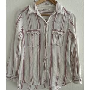 ISABEL MARANT 40 8 COTTON GAUZE RED WHITE STRIPE TOP SHIRT BLOUSE TISSUE Fabric